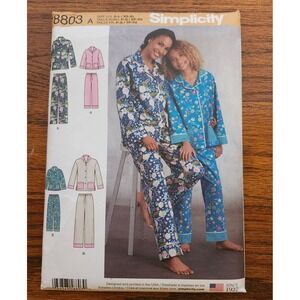 Simplicity 8803 Girls and Misses Pajama Set Sewing Pattern Sizes S-L XS-XL